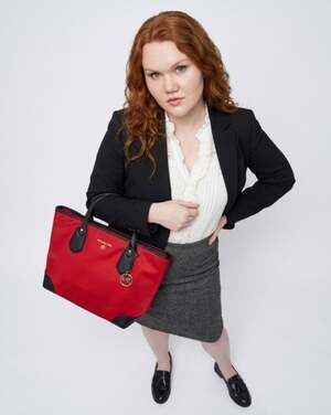 Michael Kors Eva Nylon Tote Bag in Red and Black
